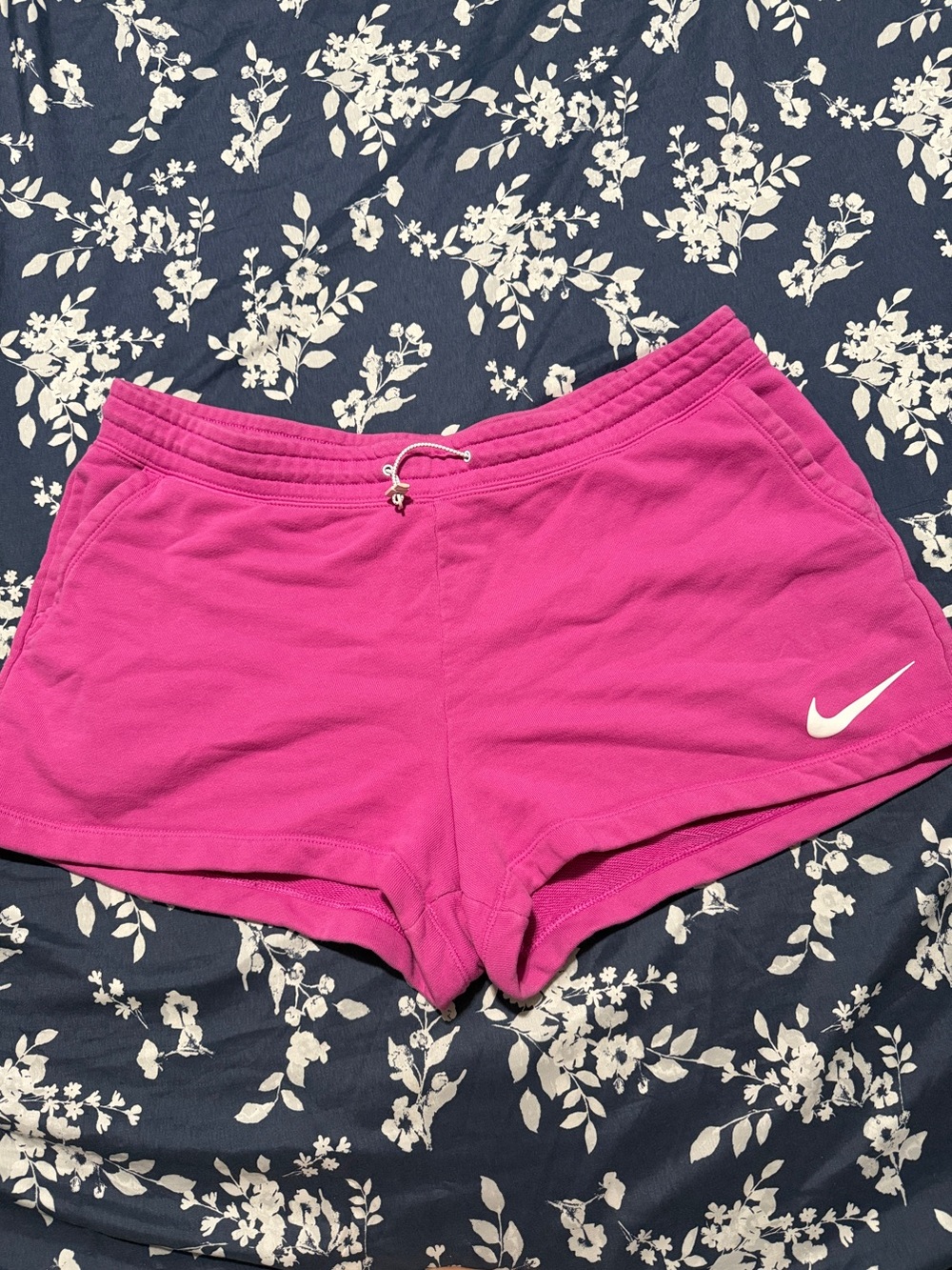 Nike Women's Hot Pink Athletic Shorts with White Swoosh